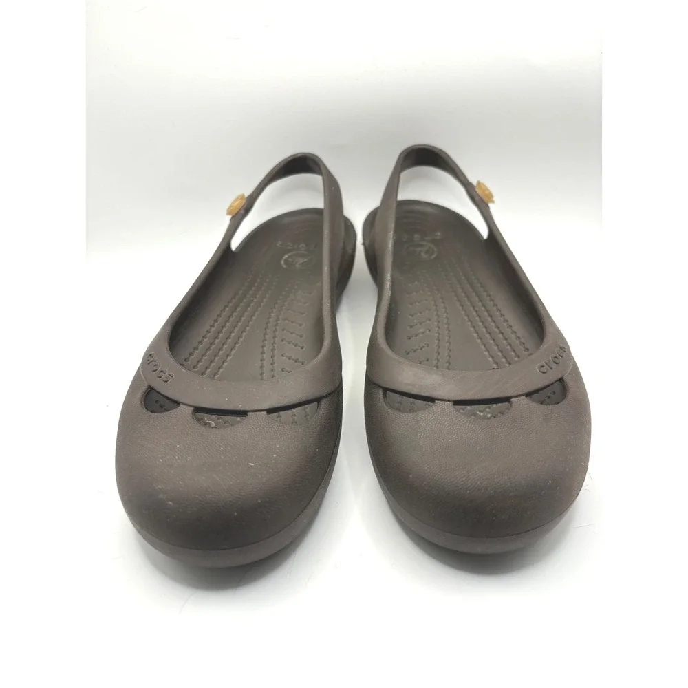Crocs Women's Brown Ballet Issbella Flats‎ Size 7 Rose Embellishments